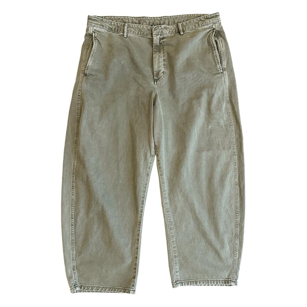 GAP Barrel Leg Cotton Ankle Crop Pants SZ 18 Khaki Black Moss Green Garment Dyed - Picture 2 of 14